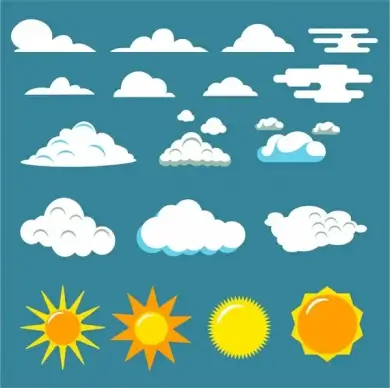 weather design elements various cloud and sun shapes
