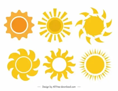 weather elements sun shapes sketch yellow flat shapes