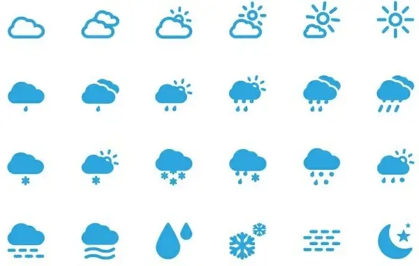 Weather Icons Set Vector Illustration