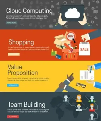 web banner sets design with various horizontal styles