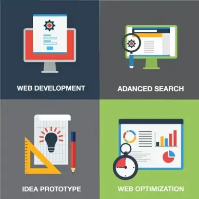 web development elements concepts design in flat style