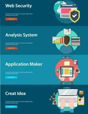 webpage banners design with computing works illustration