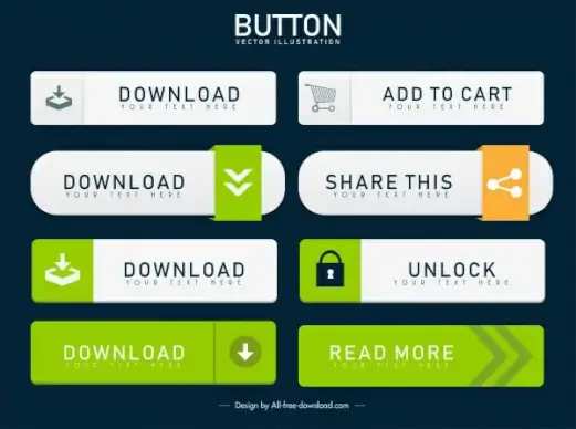 webpage button templates modern horizontal sketch
