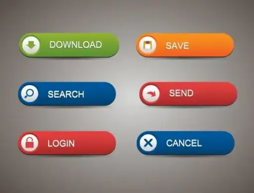 webpage buttons collection rounded horizontal shapes