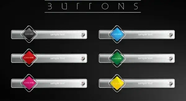 webpage buttons collection shiny grey horizontal geometric styles