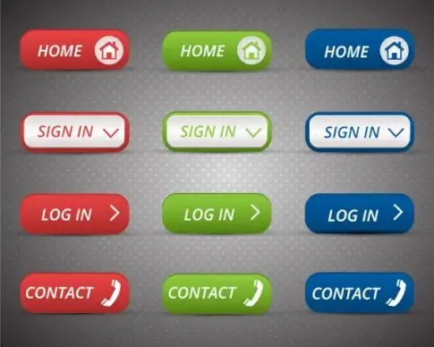 webpage interface buttons sets with classical style