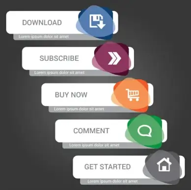 website buttons illustration with modern horizontal style