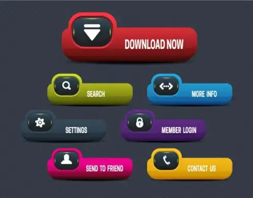 website buttons illustration with modern plastic style