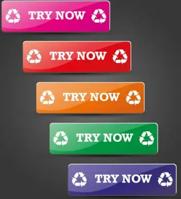 website buttons set design on colored horizontal tabs