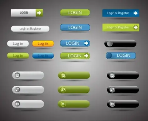 website buttons sets design with horizontal shapes