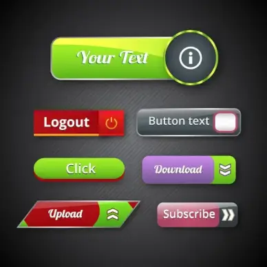 website buttons vector design with various shapes