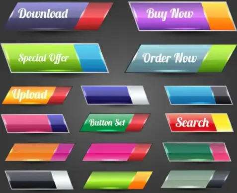 website buttons vector illustration with shiny colored ellipsoidal