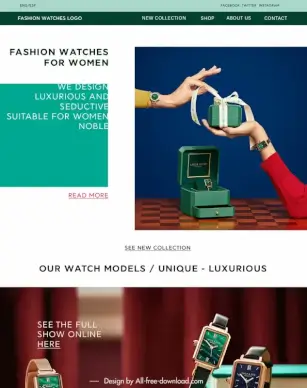 website fashion watches template elegant luxury closeup design 