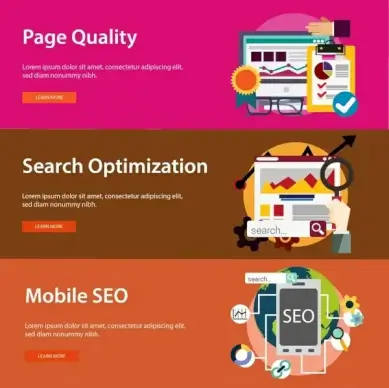 website promotion banners design in horizontal colored style