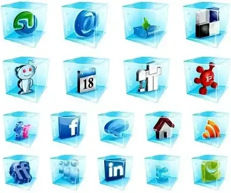 Web-Style Frozen 3D Vector Icons