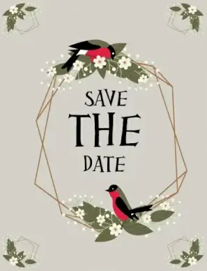 wedding background flower wreath birds icons decor