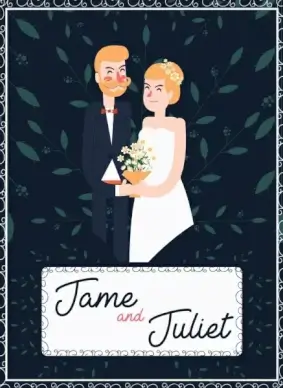 wedding background groom bride icons cartoon characters
