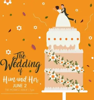 wedding banner layers cream cake icon decor