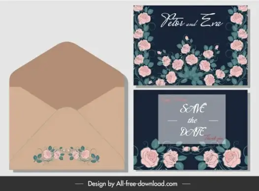 wedding card envelope template classical floral decor