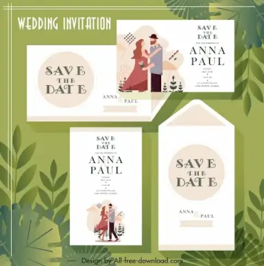 wedding card template classical couple decor
