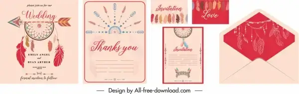 wedding card template classical dream catcher decor