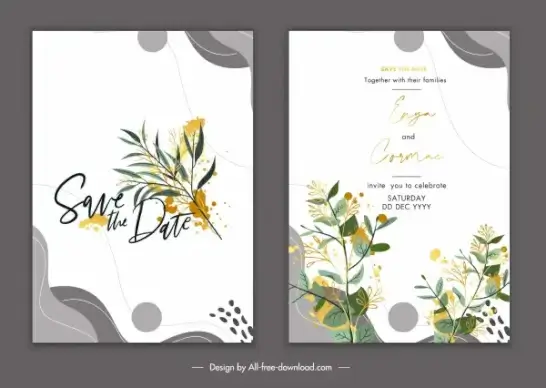 wedding card template elegant classical botany decor