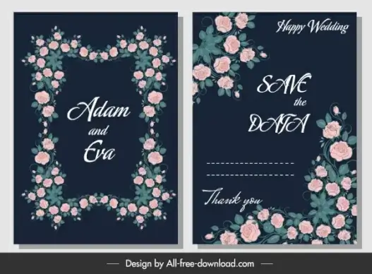 wedding card template elegant classical floral frame decor