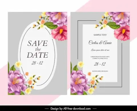 wedding card template elegant colorful floras decor