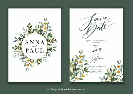 wedding card template elegant flowers decor