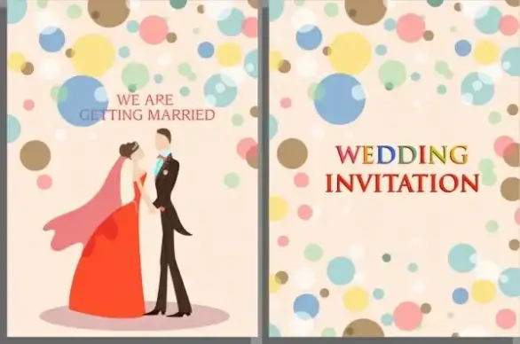 wedding card template marriage couple colorful round decor