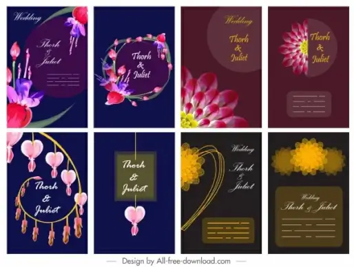 wedding card templates dark colorful classic elegant decor