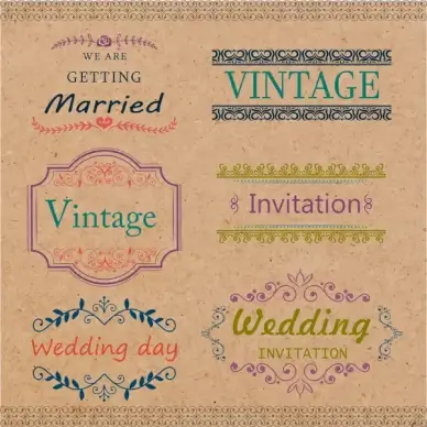 wedding card templates design with vintage style