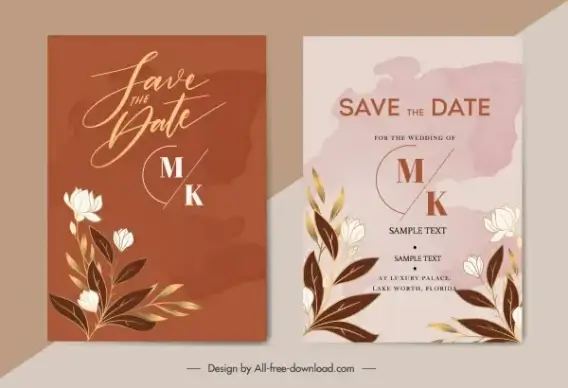 wedding card templates elegant botanical decor classic design
