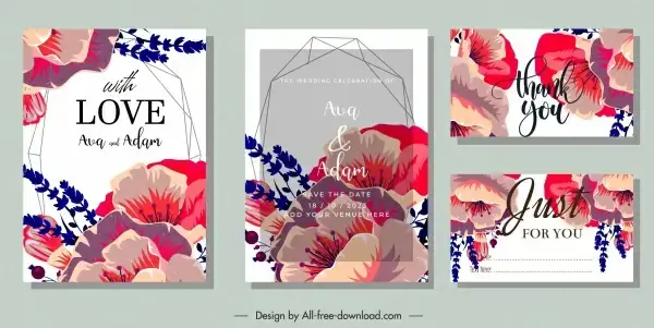 wedding card templates elegant classic petals decor