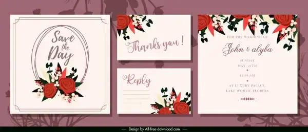 wedding card templates elegant floral decor classic design