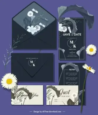 wedding card templates elegant floras leaves decor