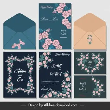 wedding cards envelopes templates elegant classical flowers decor