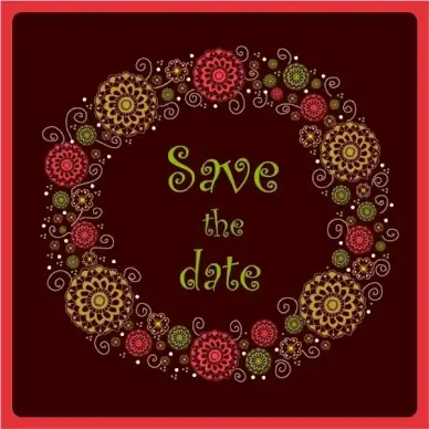 wedding decoration template design with flowers wreath