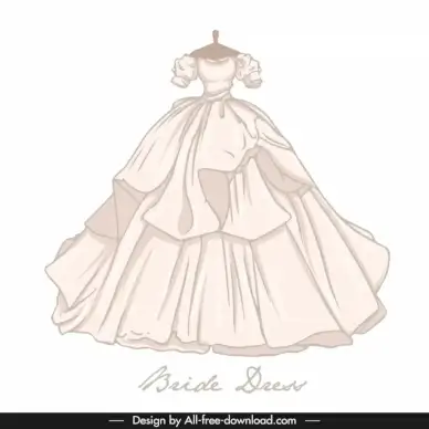 wedding dress template classical handdrawn
