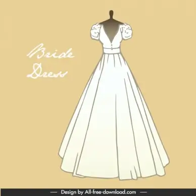 wedding dress template handdrawn classical luxury 