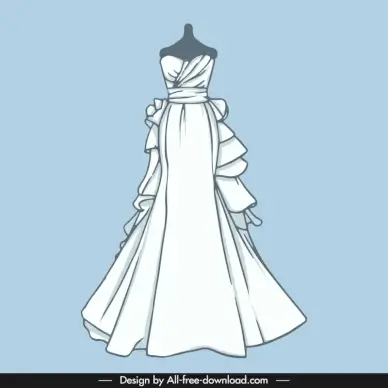 wedding dress template luxury handdrawn 