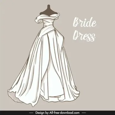 wedding dress template luxury handdrawn