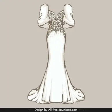 wedding dress template symmetric luxury handdrawn 