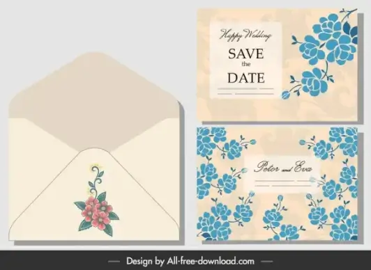 wedding envelope template classical flora decor