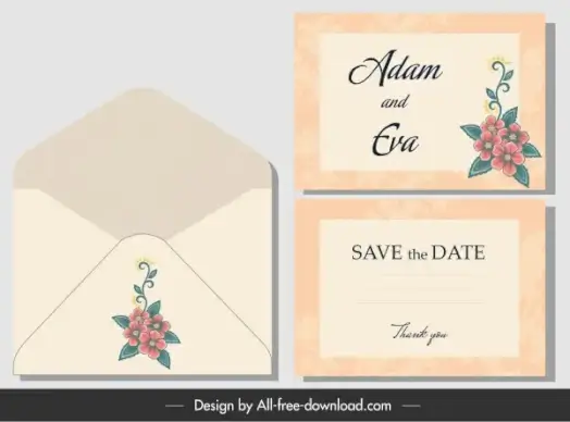 wedding envelope template classical handdrawn decor