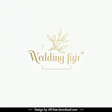 wedding fair logo design elements elegant leaf texts frame