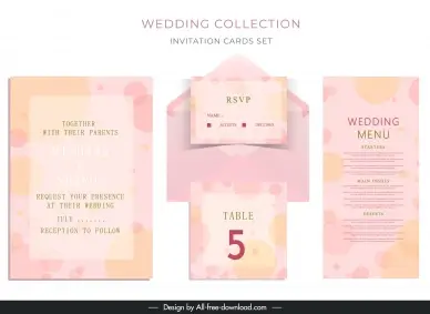 wedding invitation card sets elegant pink round bubbles