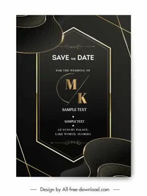 wedding invitation card template dark luxury geometry