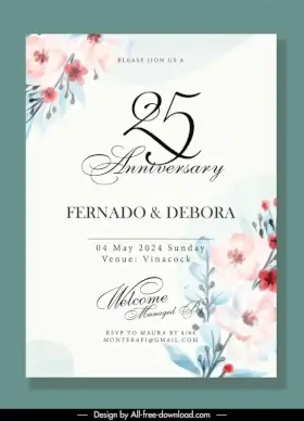 wedding  invitation card template elegant classic flowers
