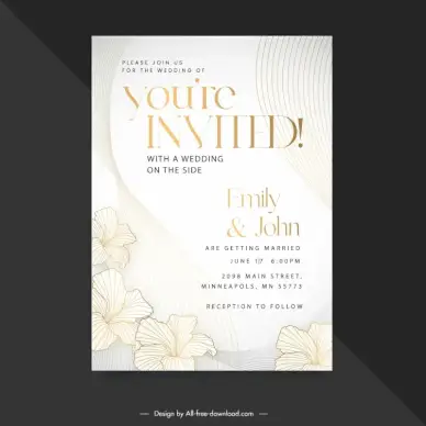 wedding invitation card template elegant flora curves